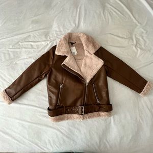 Faux leather bomber jacket